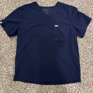 Figs Deep Blue V-Neck Scrub Top Size Large